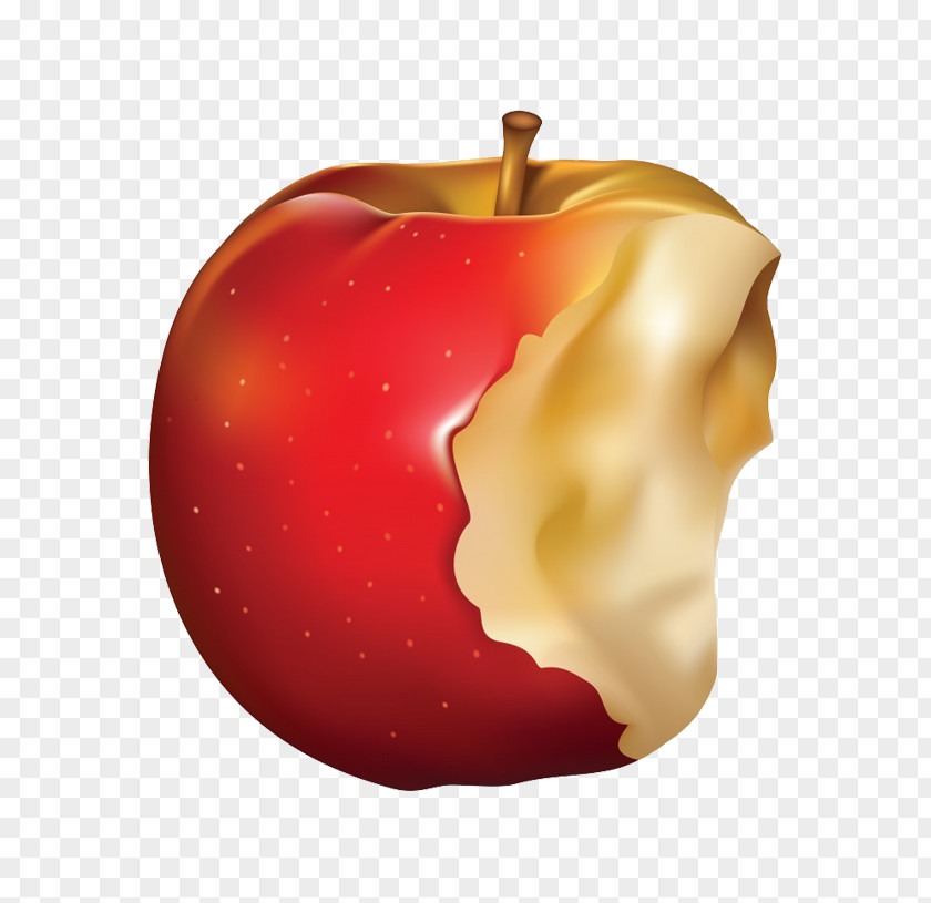 Hand-painted Bitten Apple Fruit Clip Art PNG