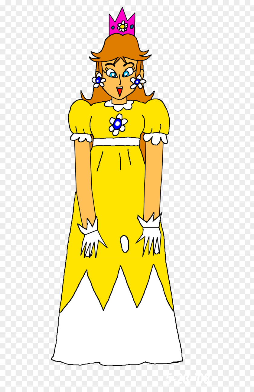 Princess Daisy Line Art Cartoon Clip PNG