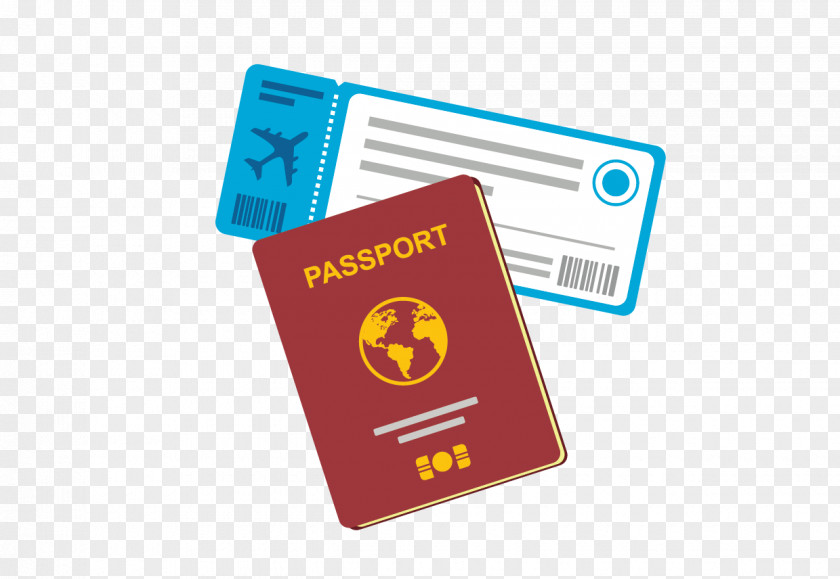 Creative Hand-painted Passport Flight Airline Ticket Travel Clip Art PNG