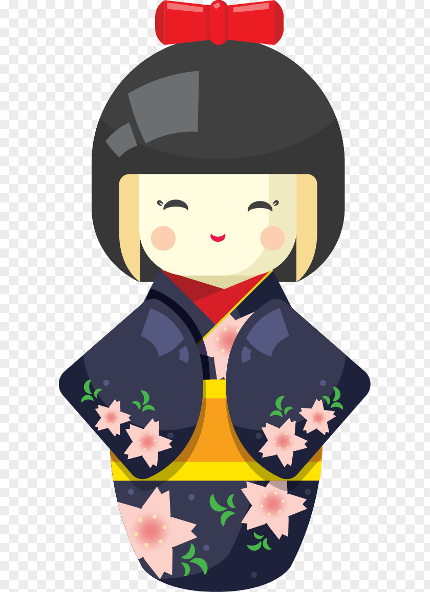 Vector Hand-painted Traditional Japanese Dolls Geisha PNG
