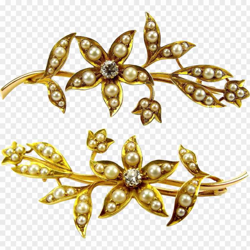 Gold Floral Body Jewellery Brooch Clothing Accessories Metal PNG