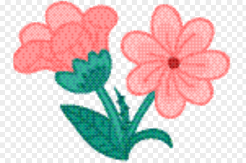 Sticker Pedicel Pink Flower Cartoon PNG