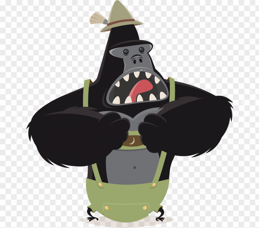 Vector Painted Gorilla Ape Chimpanzee Cartoon PNG