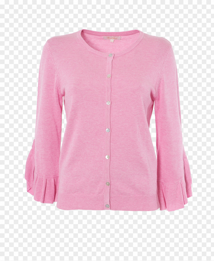Cardigan Pink M Blouse Neck Sleeve PNG