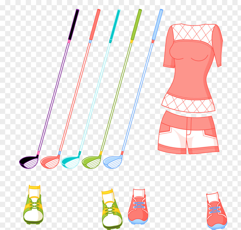 Golf Clubs And Clothes Clothing Pink Illustration PNG