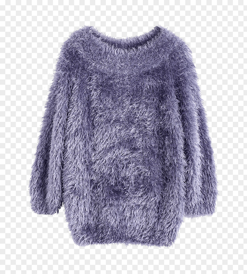 Elegant Fashion Scale Texture Material Sweater Raglan Sleeve Crew Neck Purple PNG