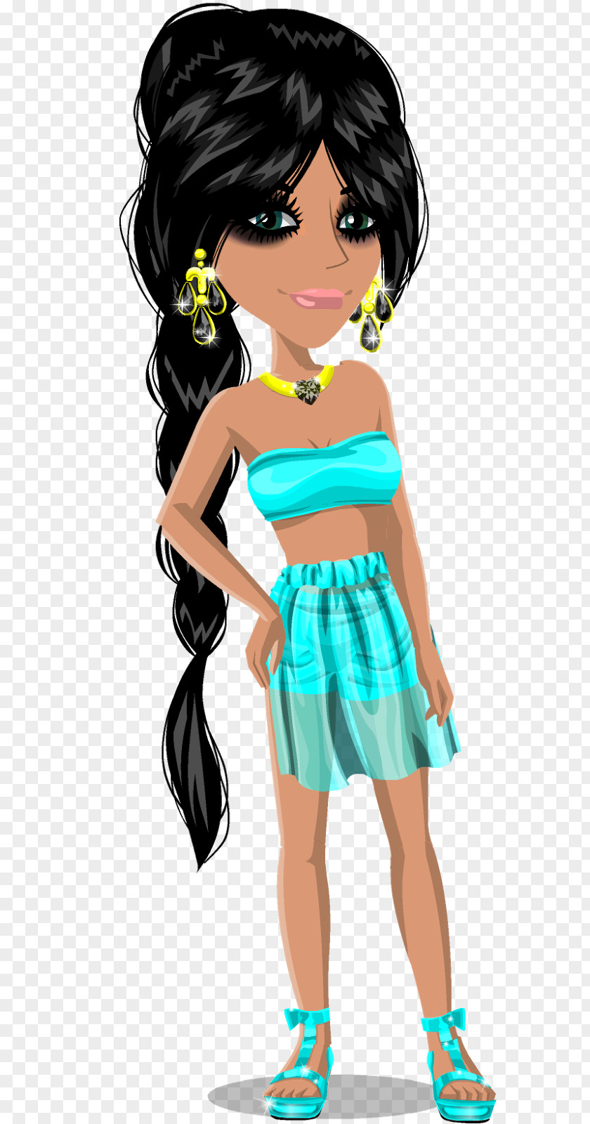Jasmine MovieStarPlanet Game Hairstyle Black Hair PNG