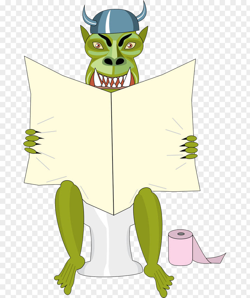 Read The Newspaper Monster Pit Drawing Illustration PNG