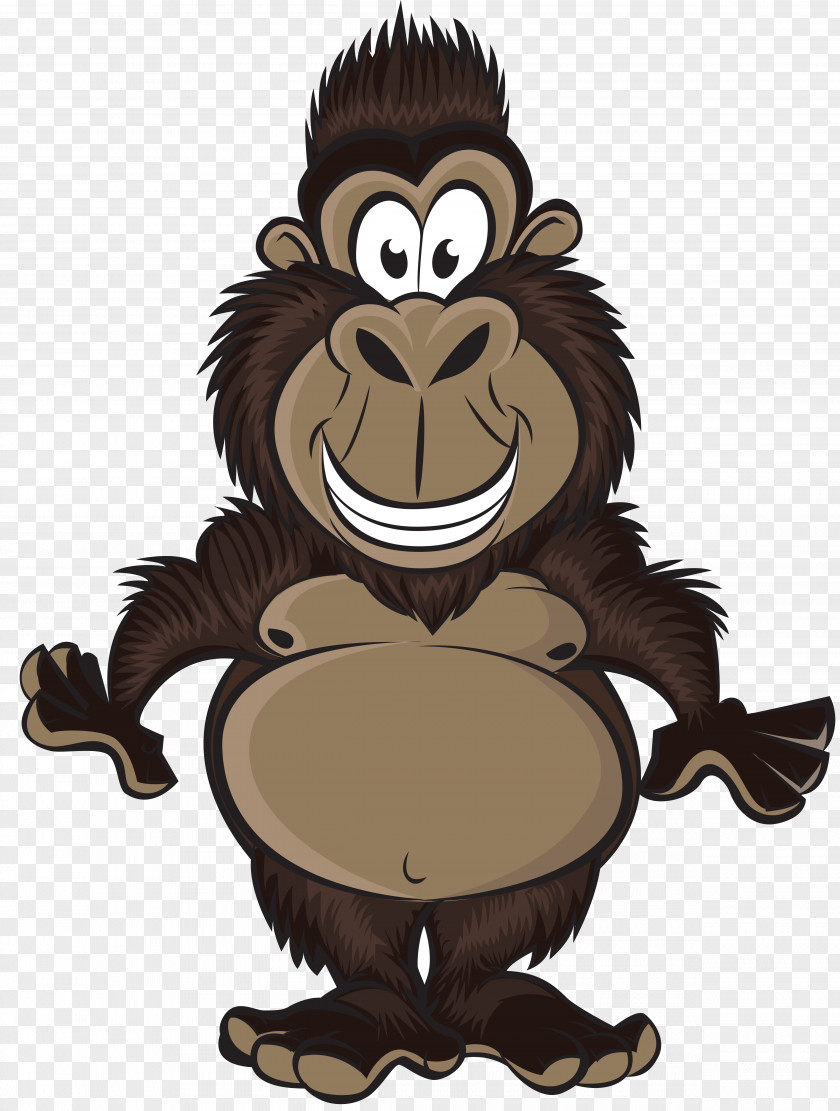 Handpainted Monkey Western Gorilla Baby Jungle Animals Cartoon Clip Art PNG