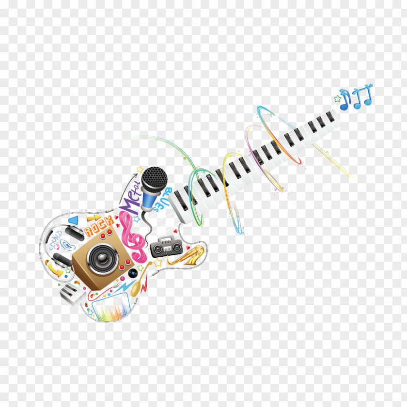 Microphone Guitar Music PNG Music, Colorful guitar clipart PNG