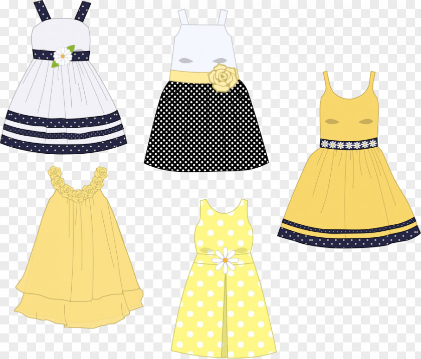 Yellow Summer Clothing Dress Skirt Pattern PNG