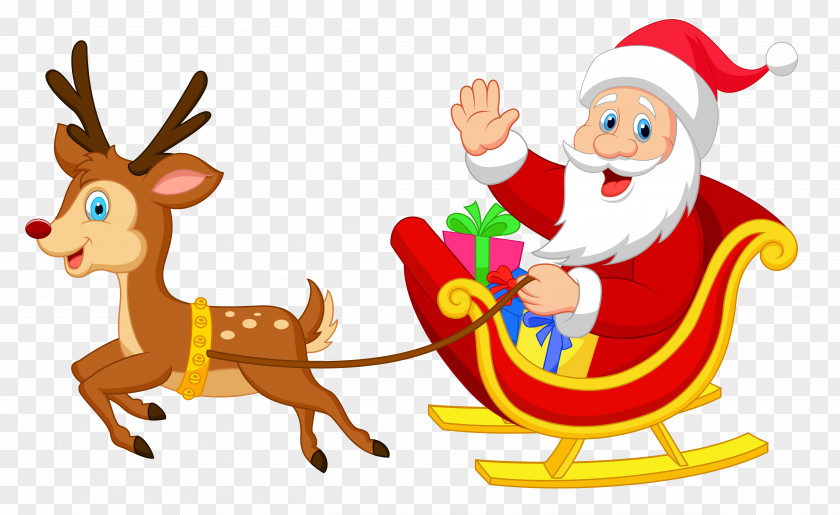 Transparent Santa With Rudolph Clipart Reindeer Claus Christmas Ornament Illustration PNG