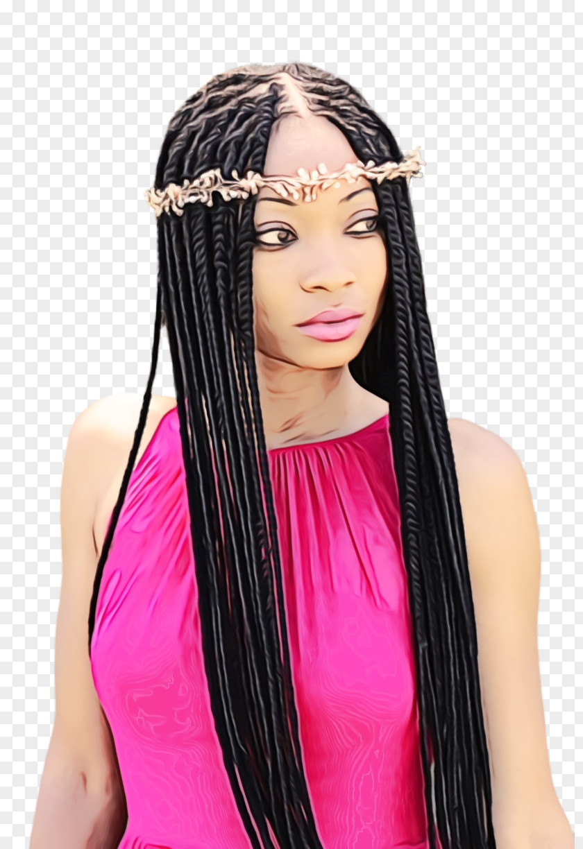 Braid Wig Hairstyle Long Hair PNG