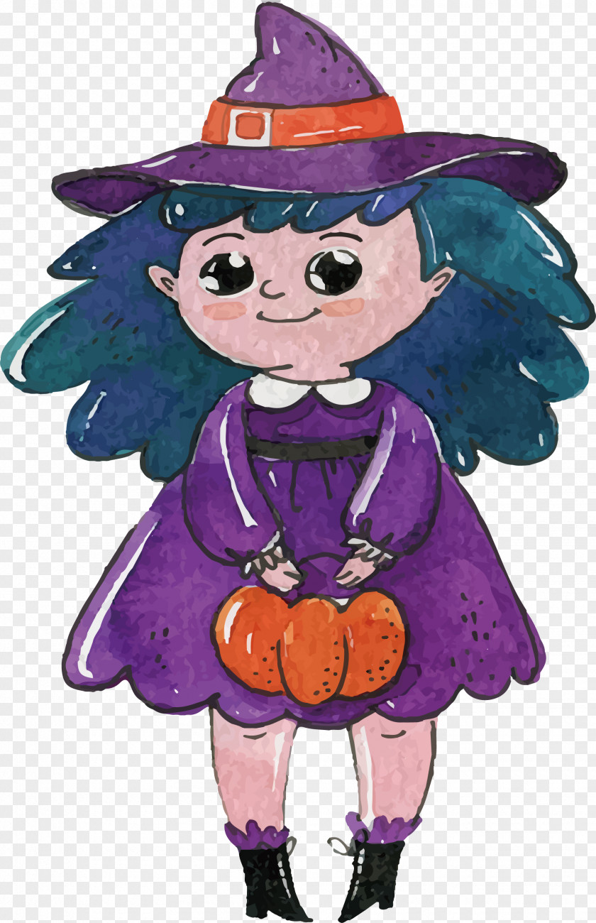 Lovely Hand-painted Witch Boszorkxe1ny Witchcraft Illustration PNG