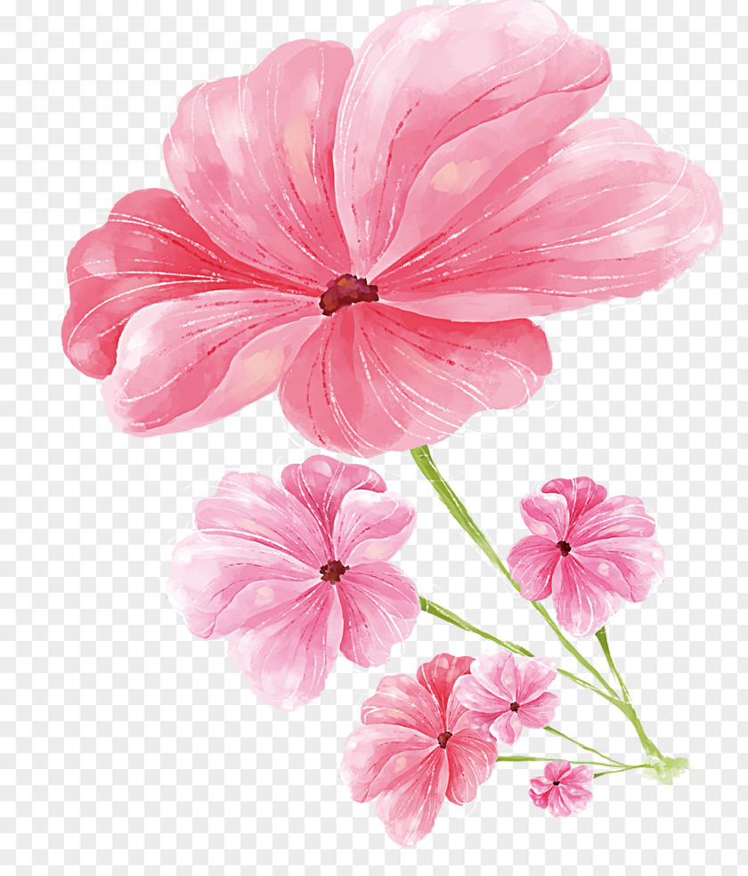 Pink Flowers Nail Art PNG