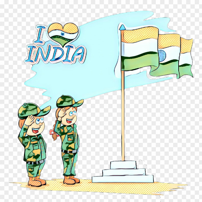 Art Cartoon India Independence Day Vintage Retro PNG