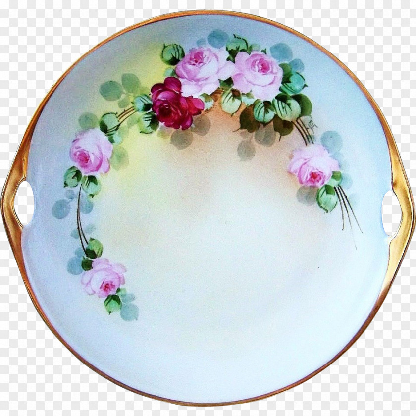 Plate Floral Design Platter Porcelain Tableware PNG