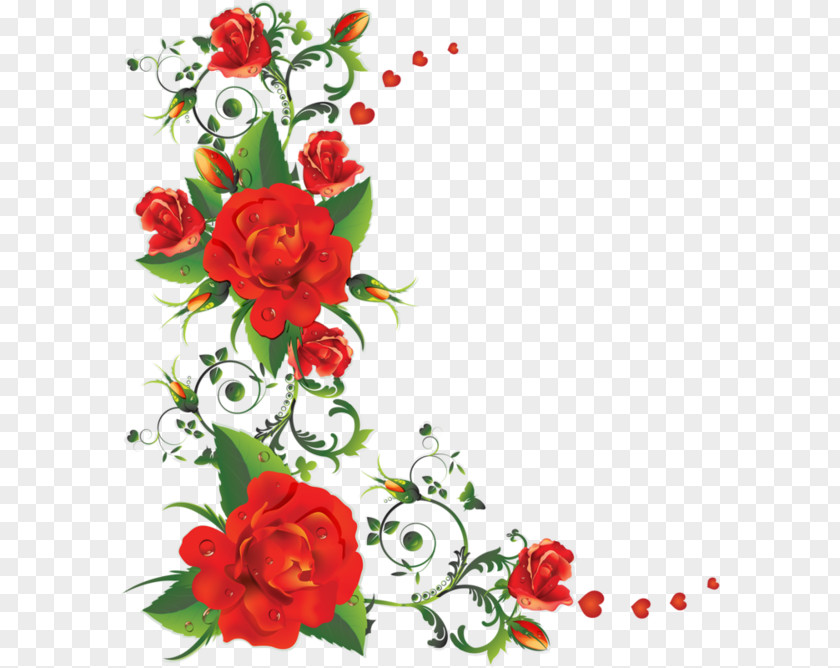 Red Rose Border Flower Clip Art PNG