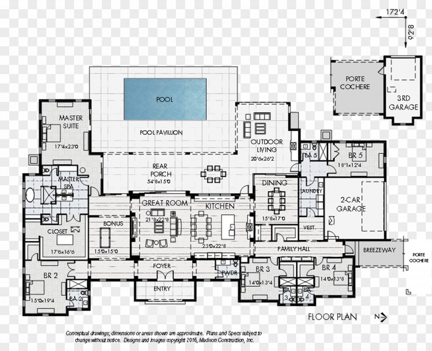 Villa Pavilion Floor Plan Technical Drawing PNG