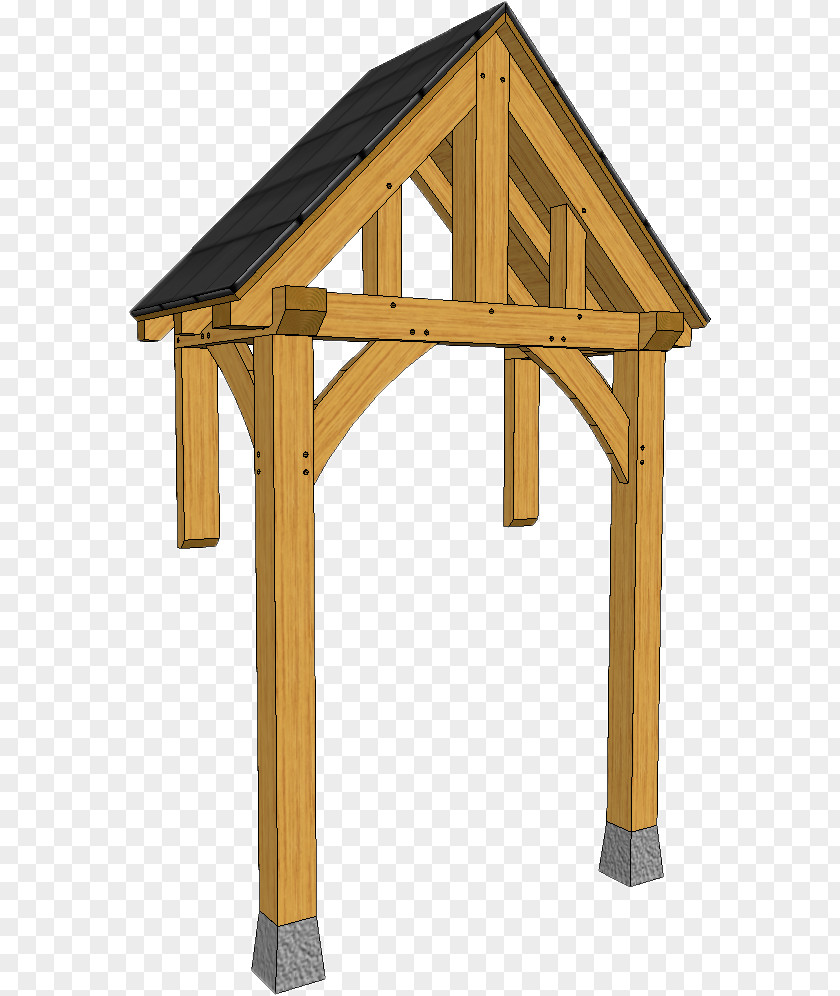 Wooden Truss King Post Porch Lumber Timber Framing PNG