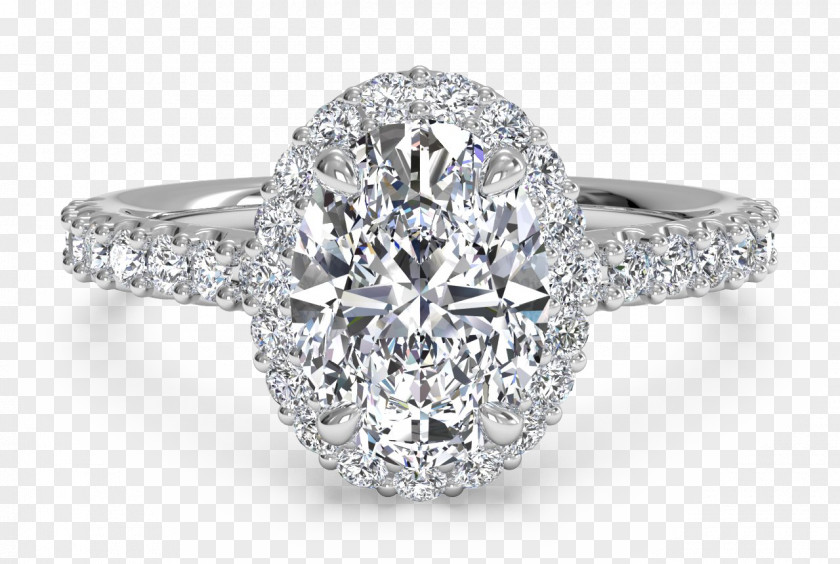 Halo Circle Engagement Ring Wedding Diamond Cut PNG