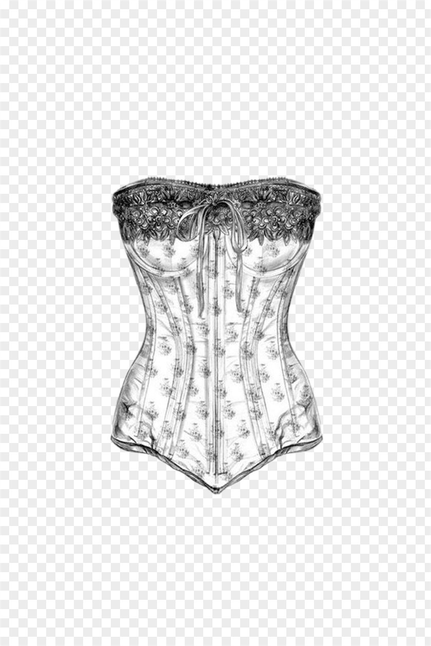 Hand-drawn Beamed Suit Drawing Corset Bustier Sketch PNG