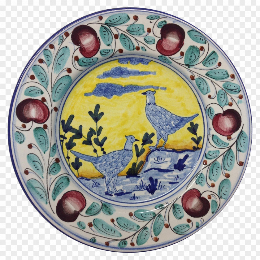 Hand-painted Pomegranate Plate Ceramic Platter Blue And White Pottery Tableware PNG