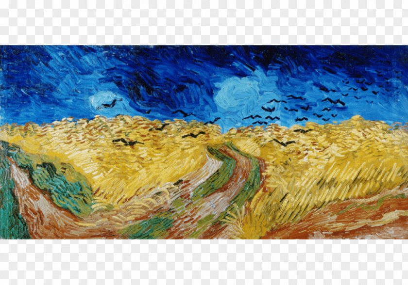 Painting Wheatfield With Crows Van Gogh Museum Road Cypress And Star Tree Roots Self-portrait PNG
