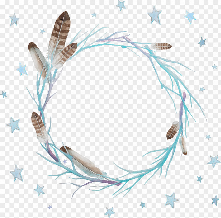 Blue Wreath The Floating Feather Quotation White PNG