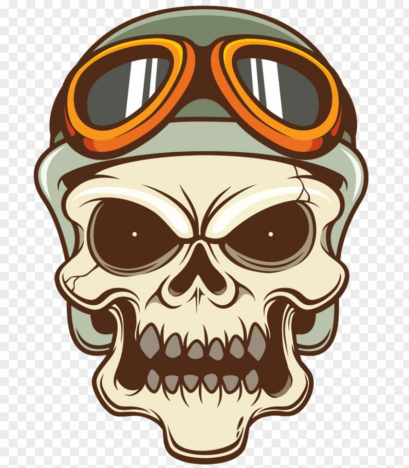 Cranial Skeleton Head With Goggles Motorcycle Helmet Skull Clip Art PNG