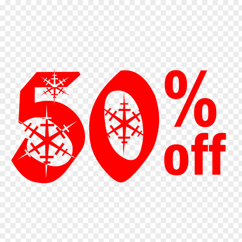 Snow Christmas Sale 50% Off Discount Tag. PNG
