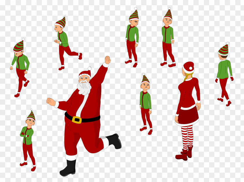 Cartoon Christmas Elf Santa Claus Ornament Clip Art Illustration PNG