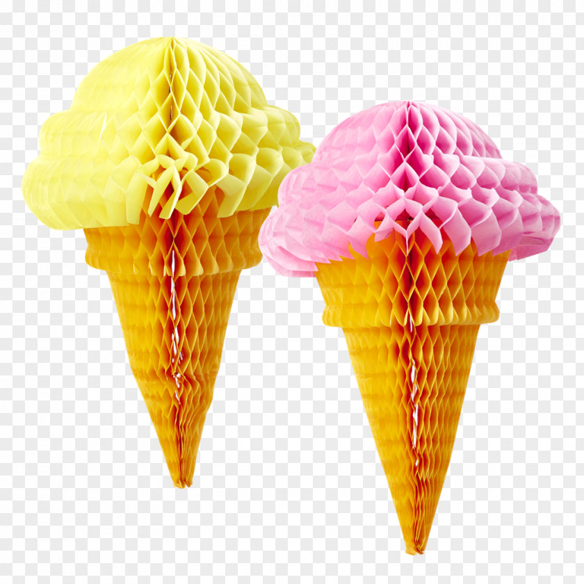 Ice Cream Party Cones Honeycomb Crêpe Strawberry PNG