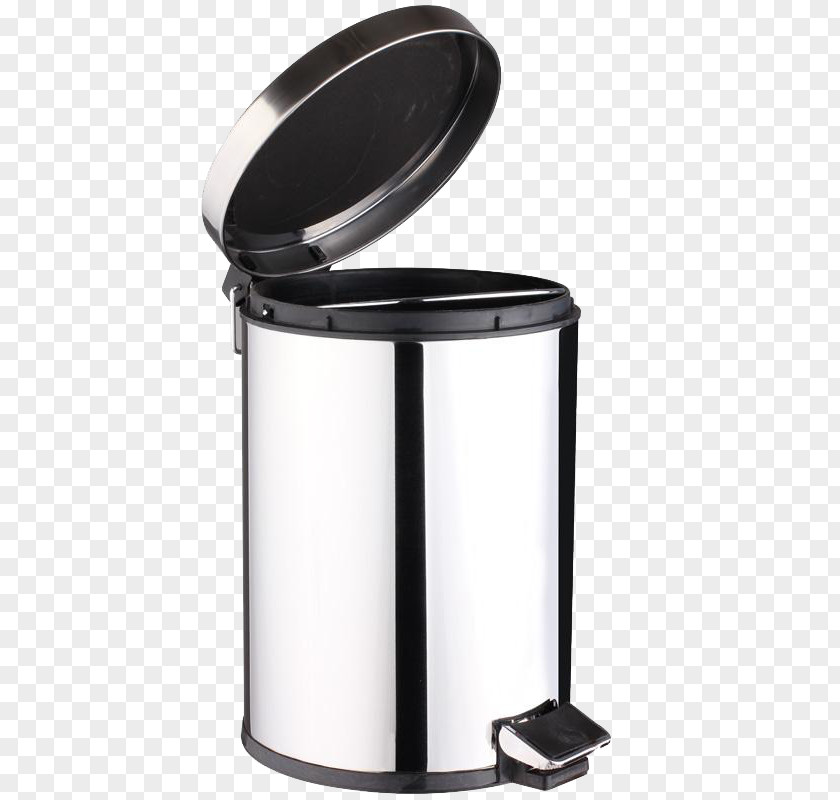Foot Stainless Steel Trash Can Waste Container PNG