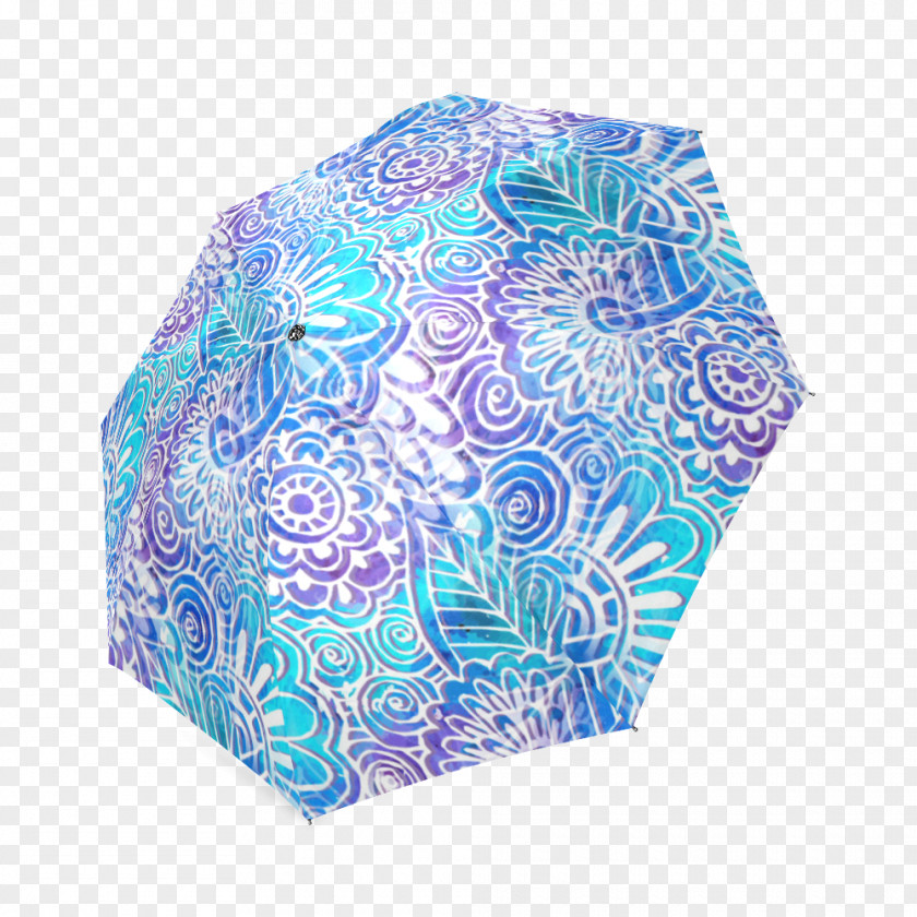 Flower Blue Doodle Umbrella Turquoise PNG