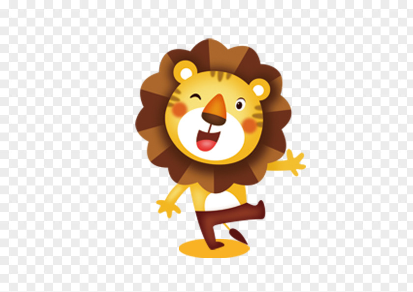 Little Lion Dancing Cartoon Download PNG