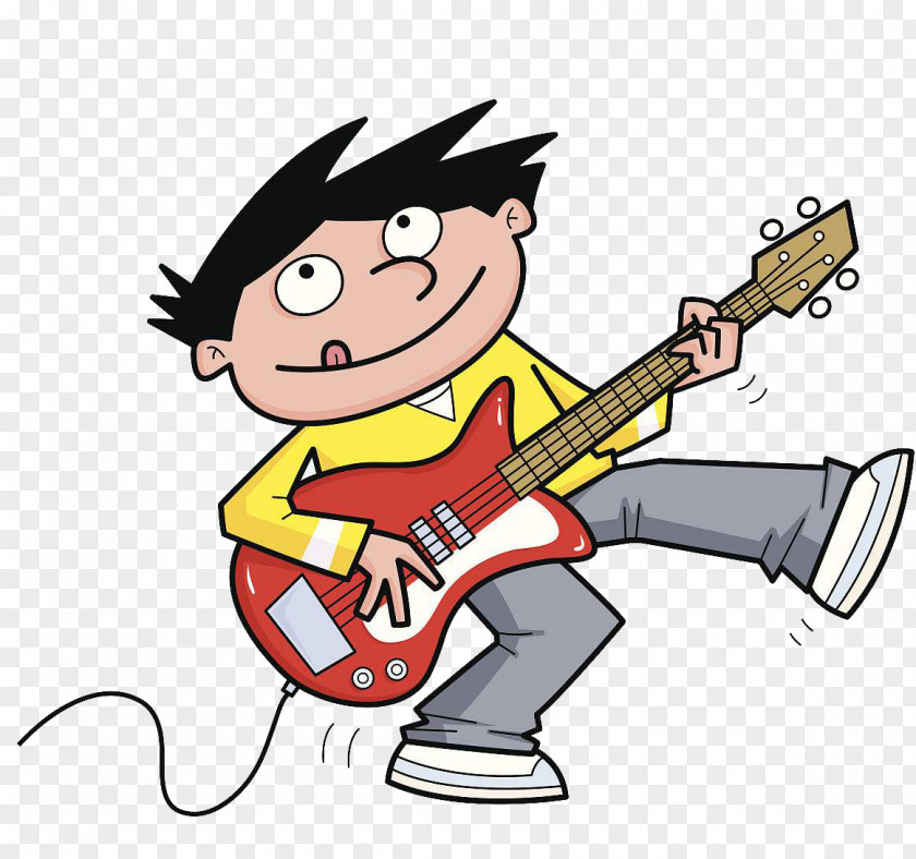 Guitar Player Cartoon Drawing Illustration PNG