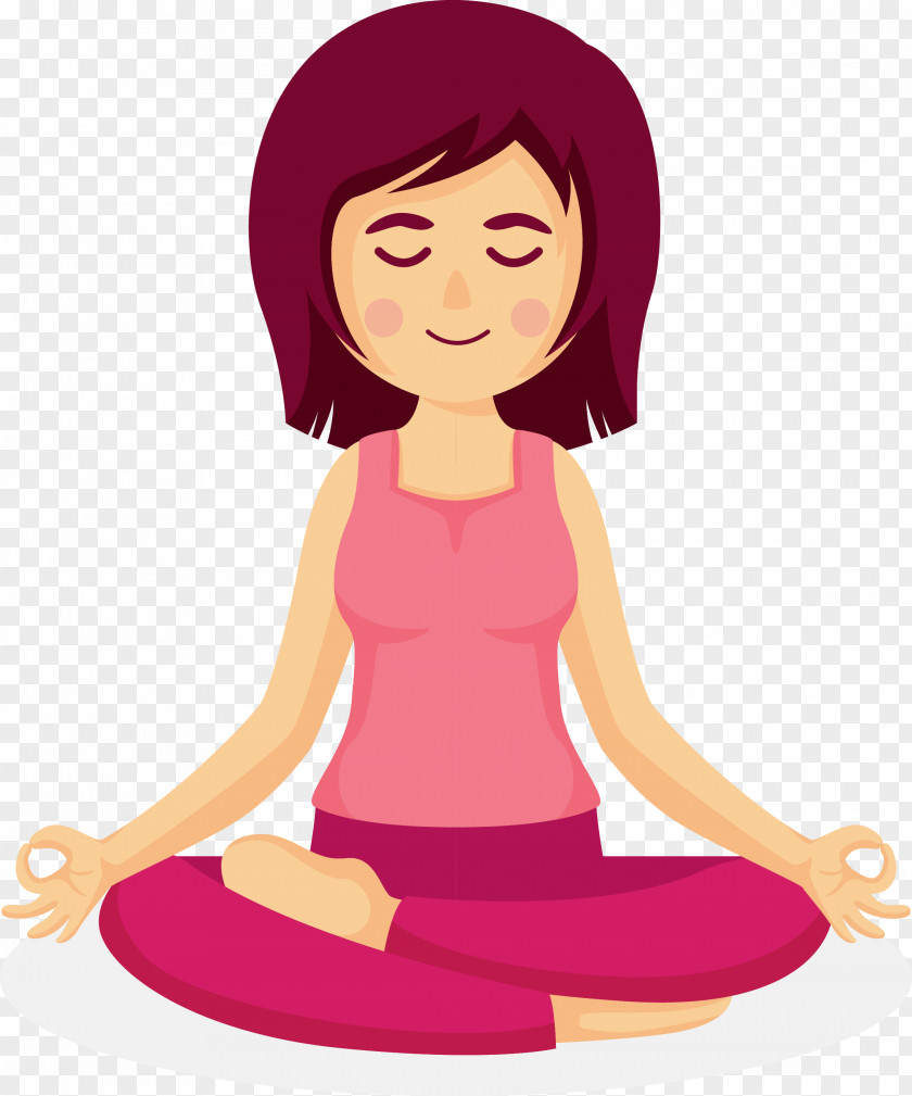 Cartoon Practicing Yoga Teacher Vecteur Plot PNG