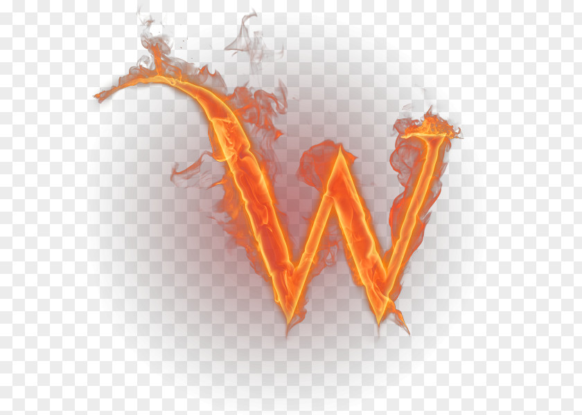 Flame Letter W English Alphabet PNG