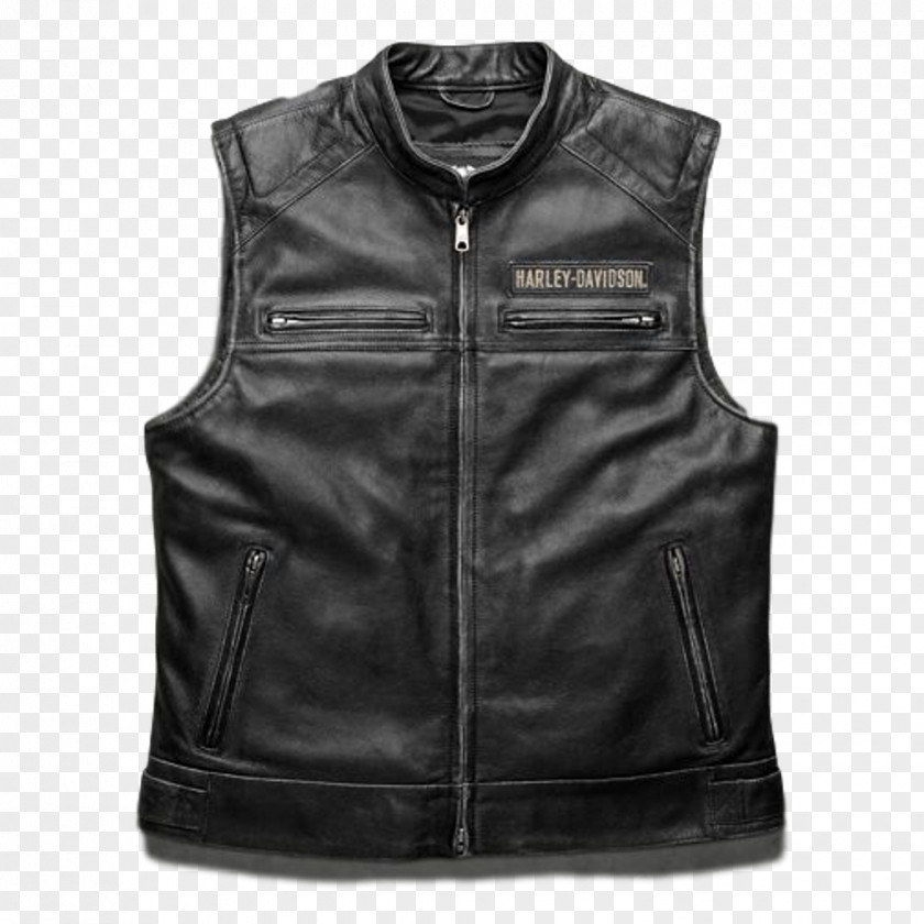 Men Vest Leather Jacket Harley-Davidson Gilets PNG