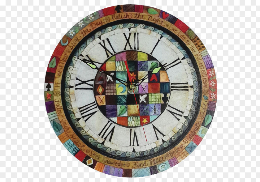 Jam Dinding Crazy Quilting Clock Wall PNG