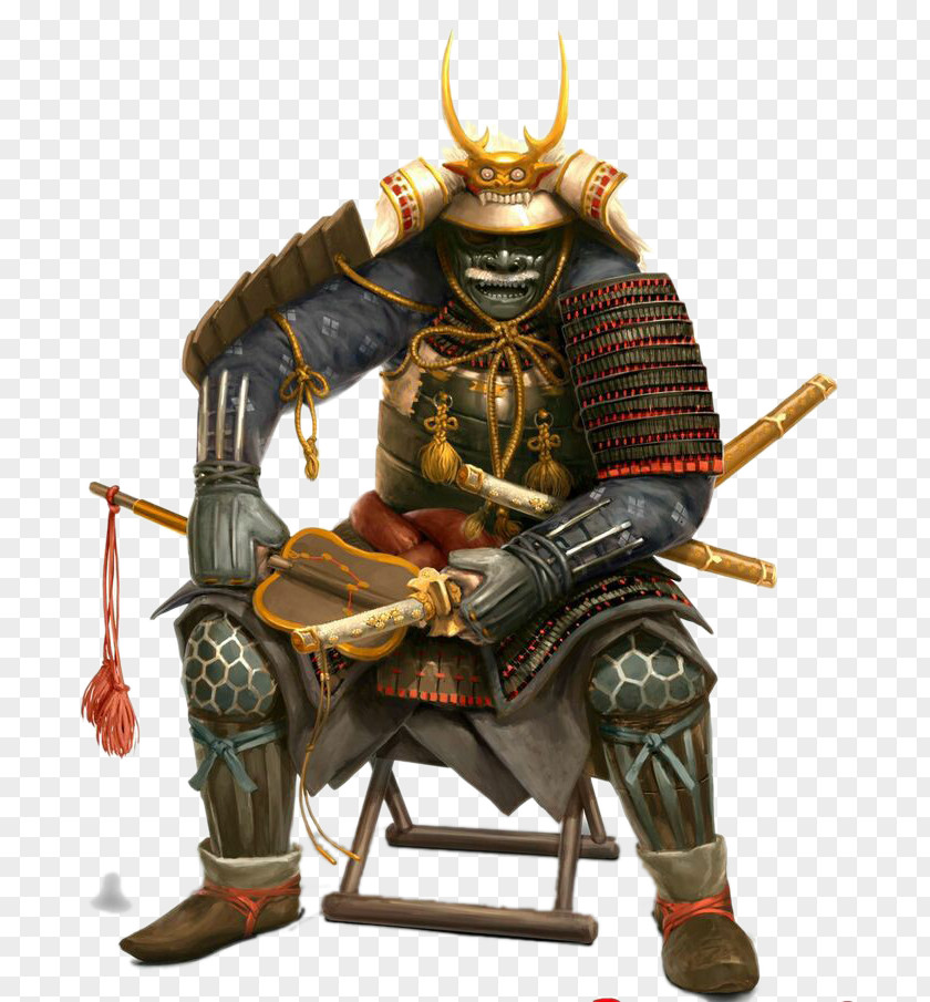 Samurai Japanese Armour Anime Warrior PNG armour Warrior, samurai daimyo, gray and beige monster clipart PNG