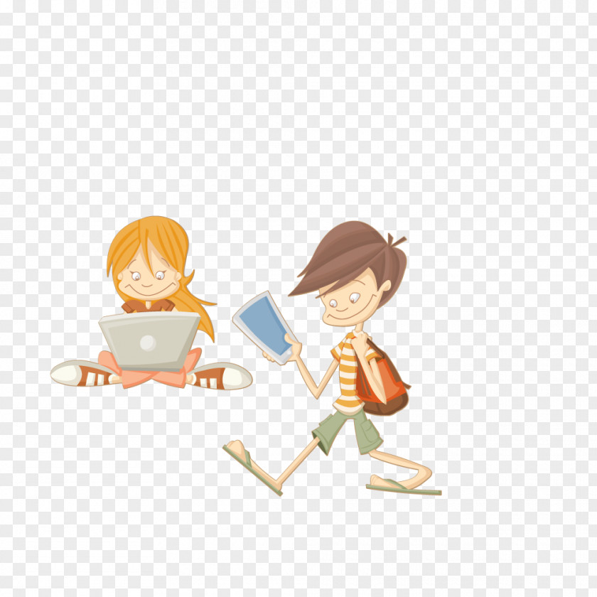 Computer Child Illustration PNG Illustration, Girl play computer clipart PNG