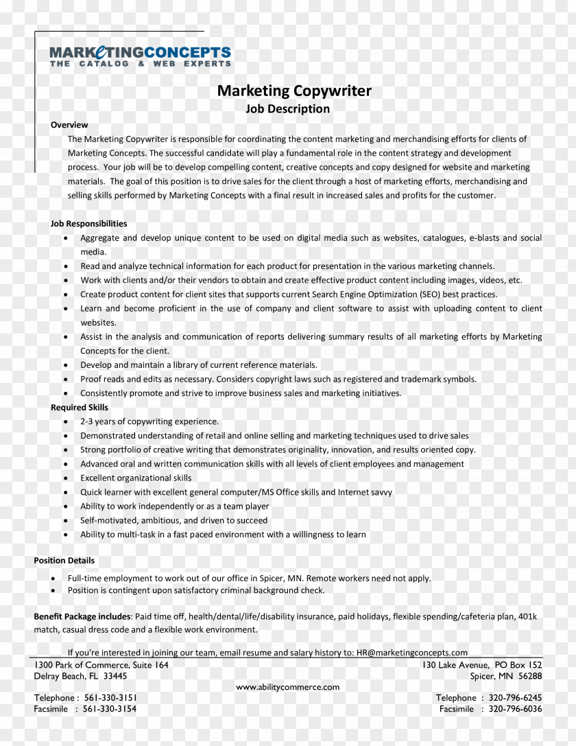Marketing How To Write Job Descriptions Document Template PNG