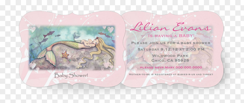 Mermaid Baby Wedding Invitation Shower Convite Infant Paper PNG