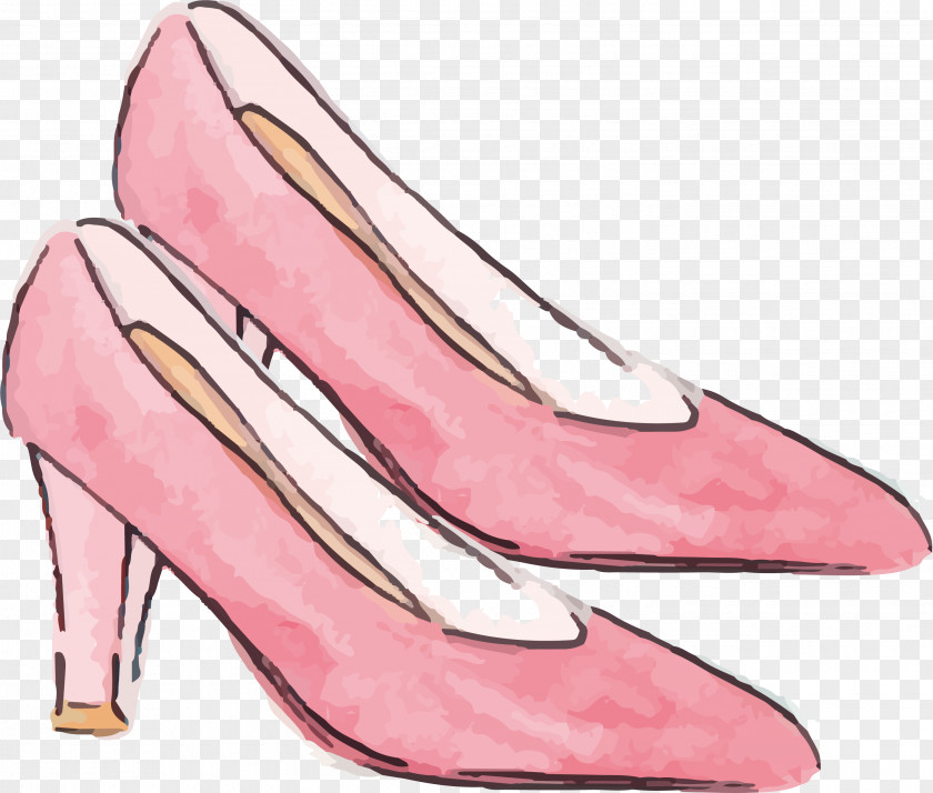 Pink Watercolor High Heels High-heeled Footwear Sandal Shoe PNG