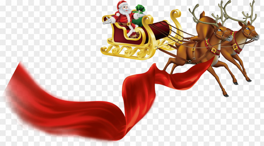 Red Ribbon Santa Claus Gifts Reindeer Pattern Rudolph Royalty-free Clip Art PNG