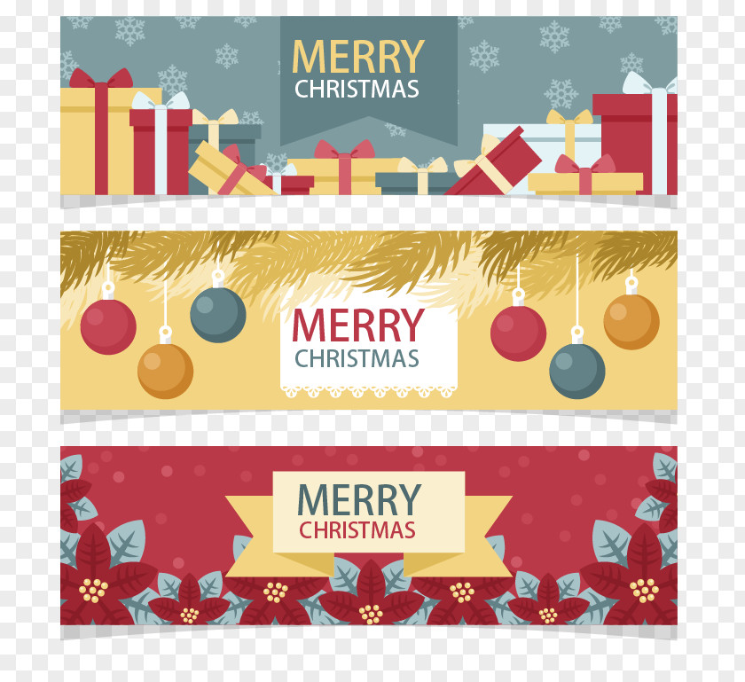 Three Holiday Banners Christmas Euclidean Vector Wish PNG