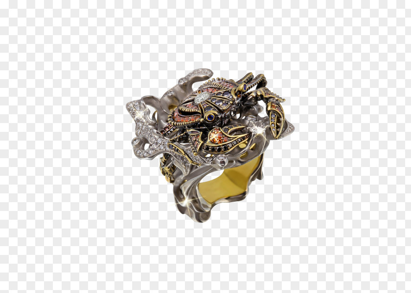 Snow Crab Ring Gold Brilliant Diamond Platinum PNG