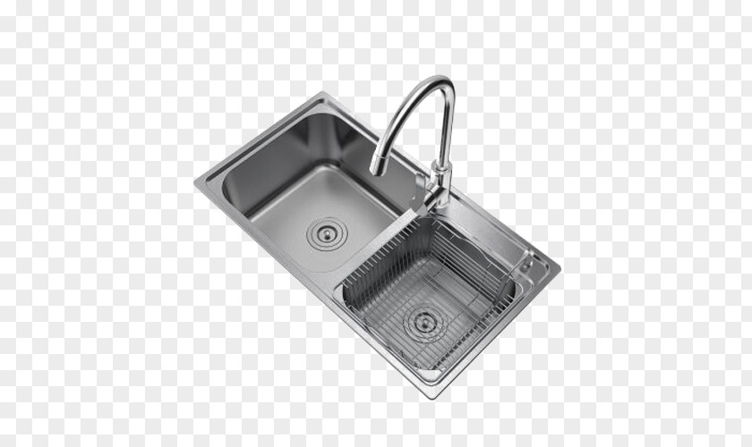 Stainless Steel Kitchen Sink Tap PNG